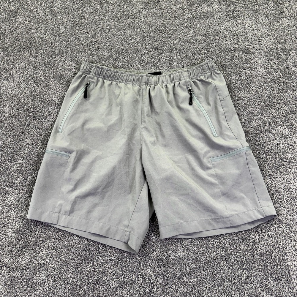 Santiny Shorts Mens Large Gray Athletic Elastic Waist Zip Pockets Hiking Running